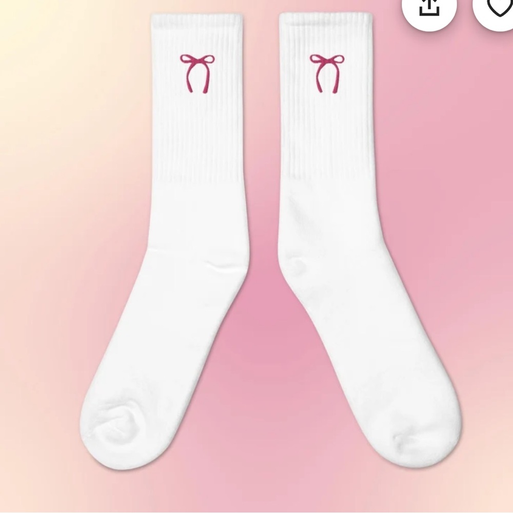 Handmade Bow Coquette Embroidered Crew Socks